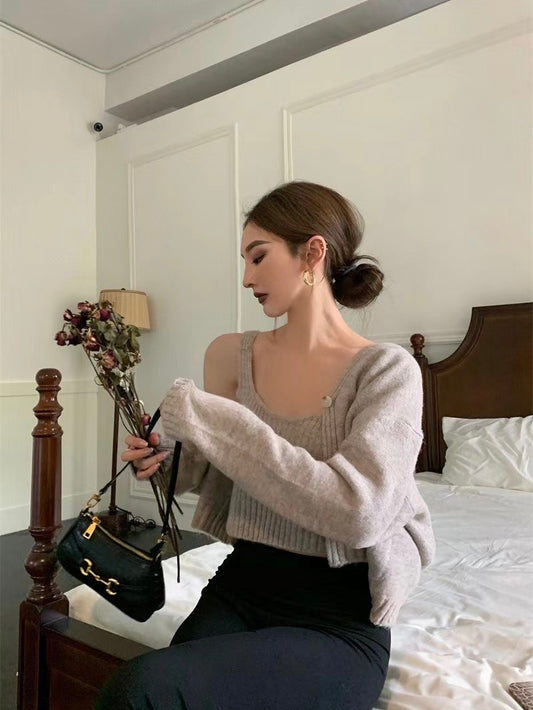 Knit Cardigan 2 Pieces Set