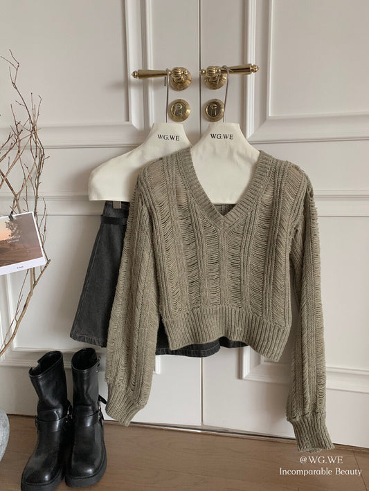 Pointelle Chopped Sweater