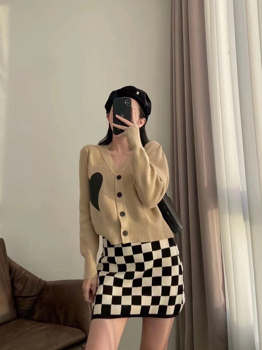 Checkers Knit Skirt