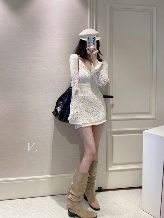 Pointelle Knit Dress