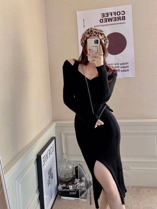 Off The Shoulder Knit Midi Dress