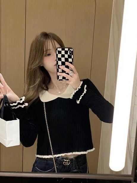 Peasant Collar Knit Top