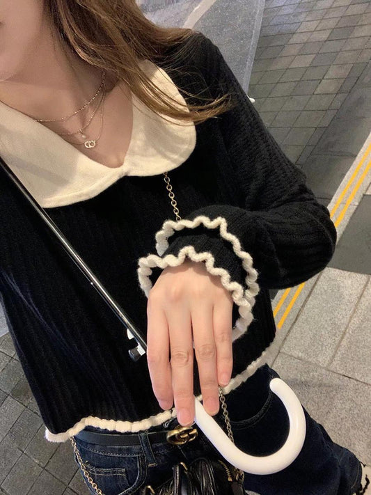 Peasant Collar Knit Top