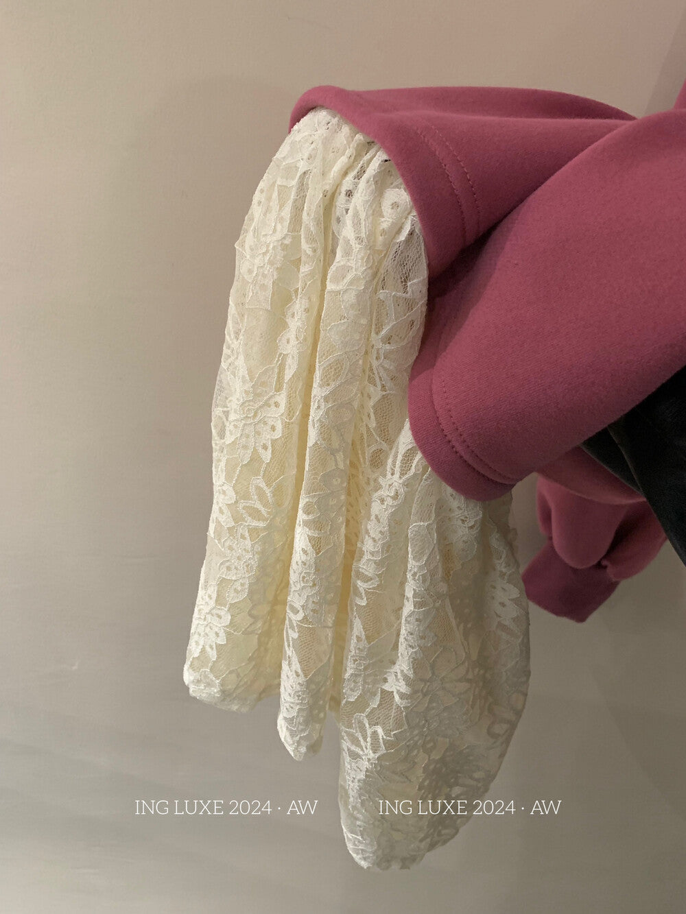 Lace Spliced Sweatshirt Dress