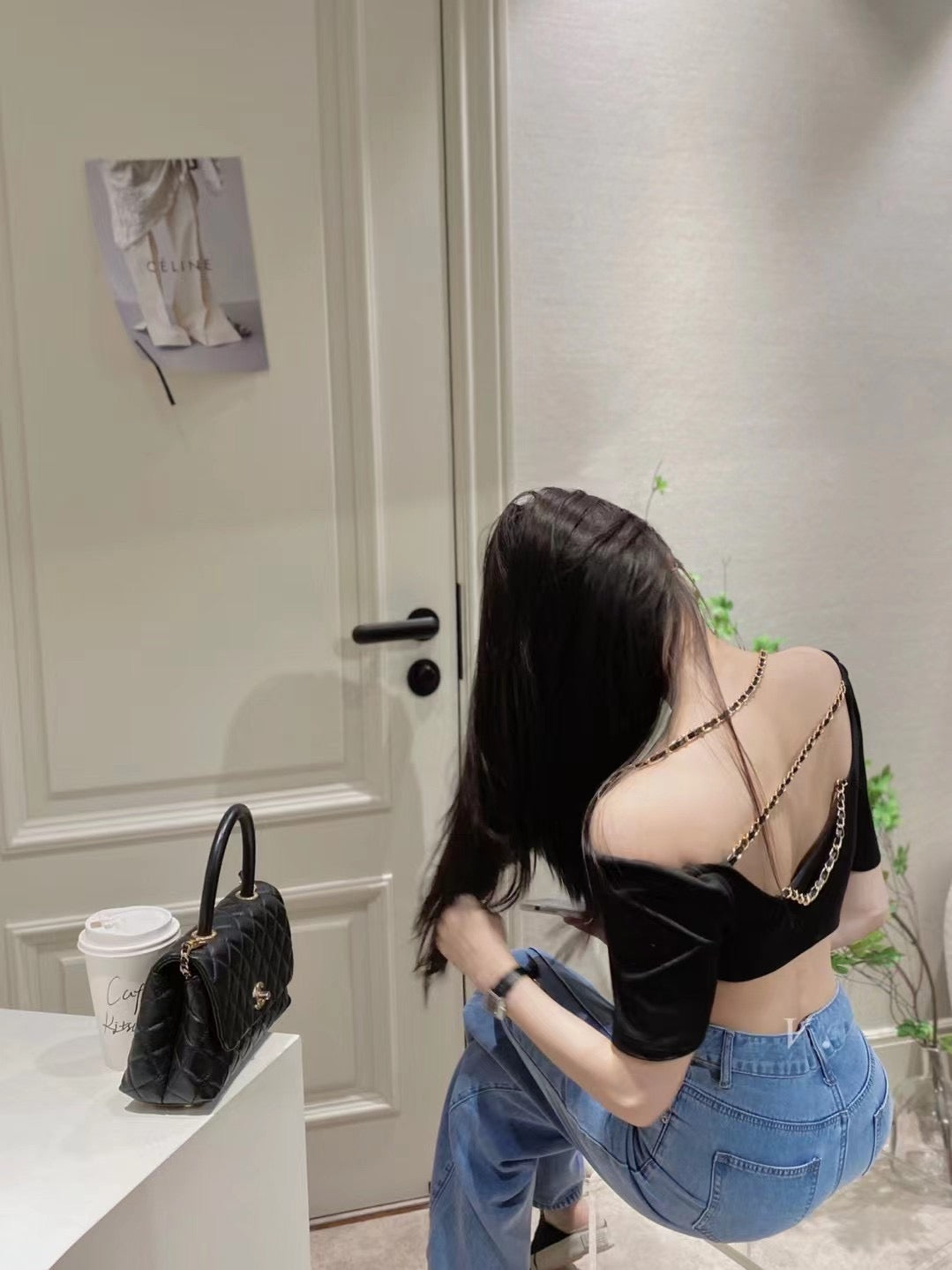 Back Chains Halter Neck Cropped Top