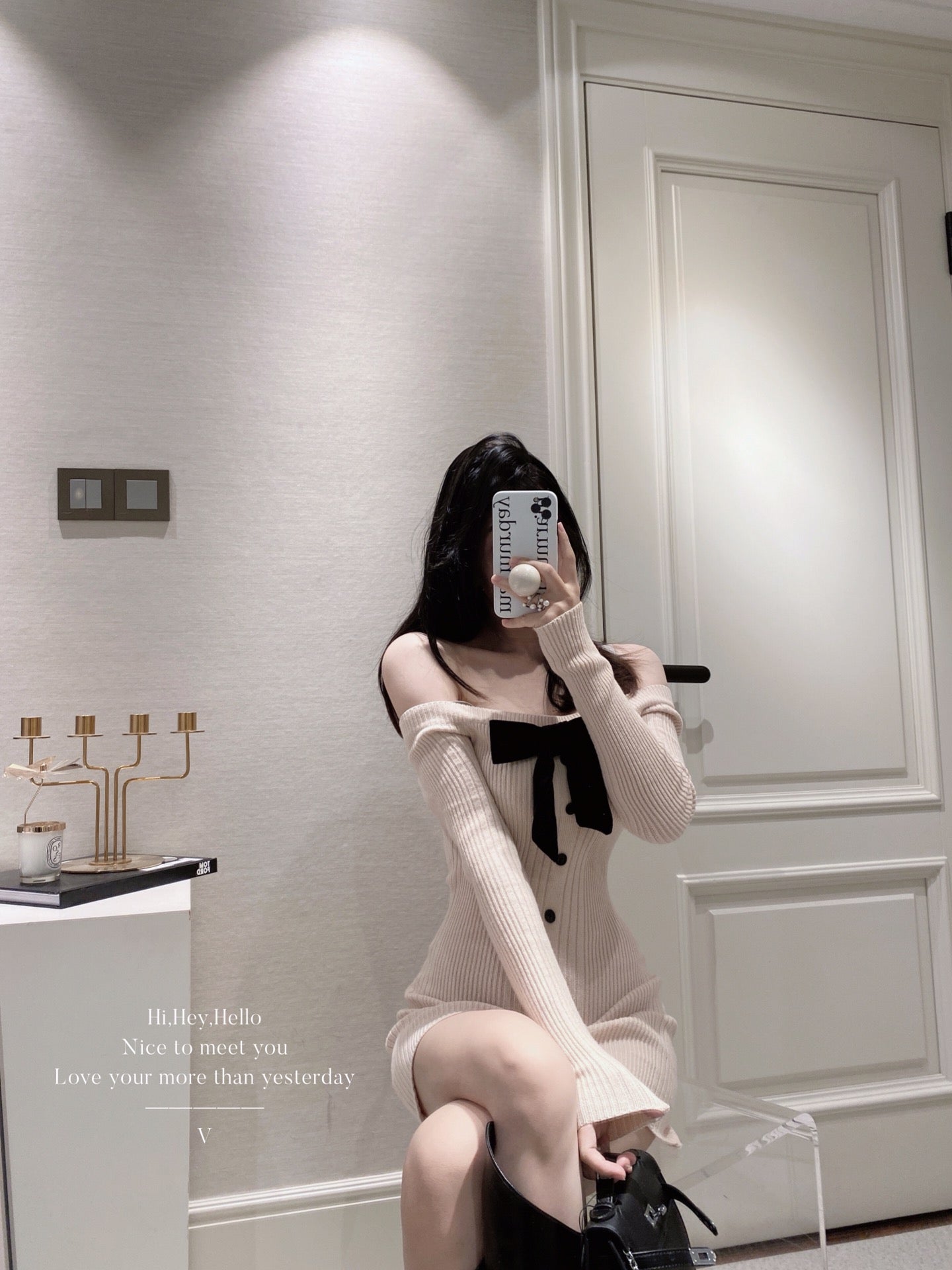 Ribbon Off Shoulder Dress