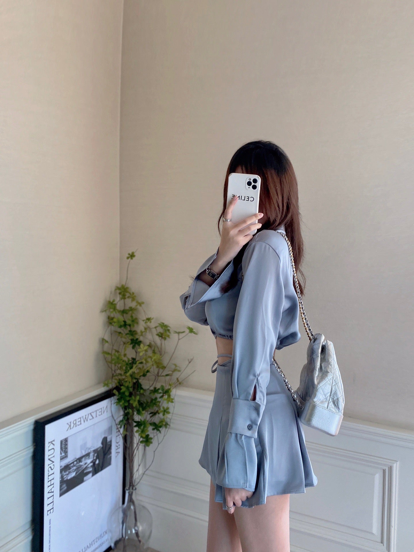Silk Blouse Skirt Set