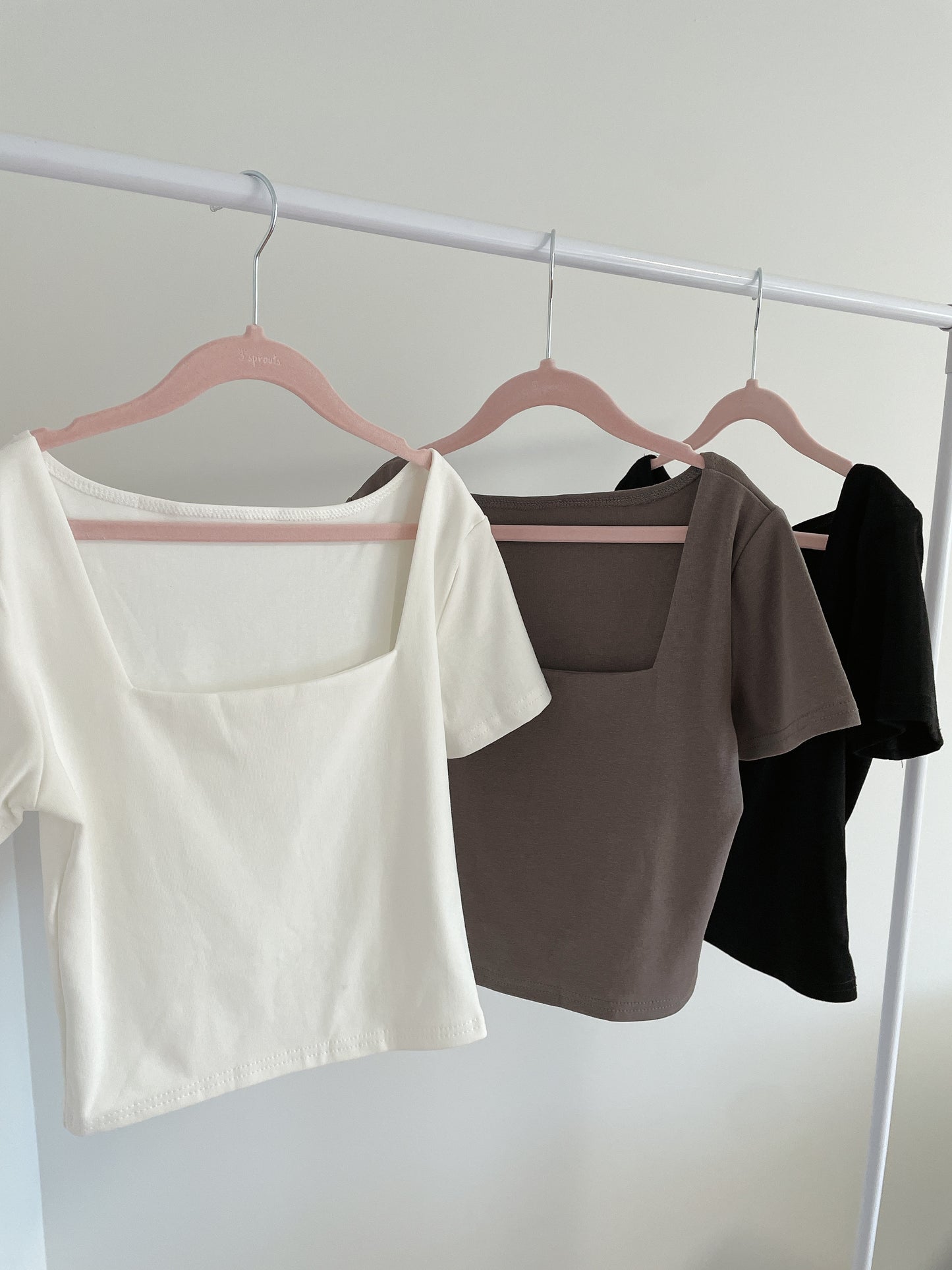 Square Neck Cropped Cotton Tee