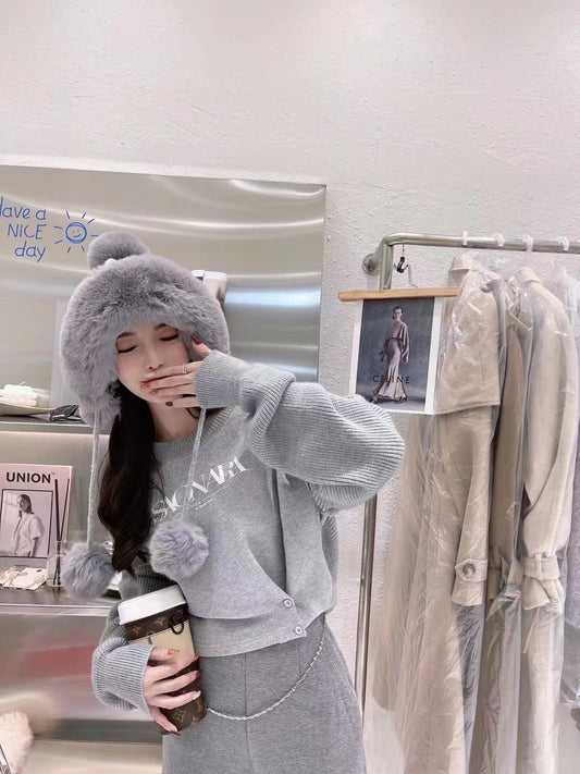 Knit Puff Sleeves Spliced Sweatshirt