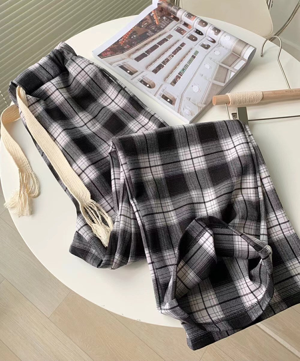 Plaid Wide Leg Pants