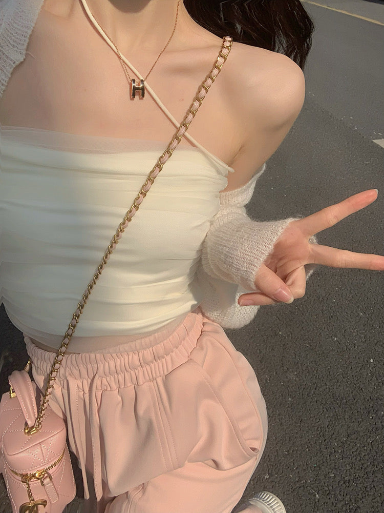Mesh Chiffon Stretch Tube Top