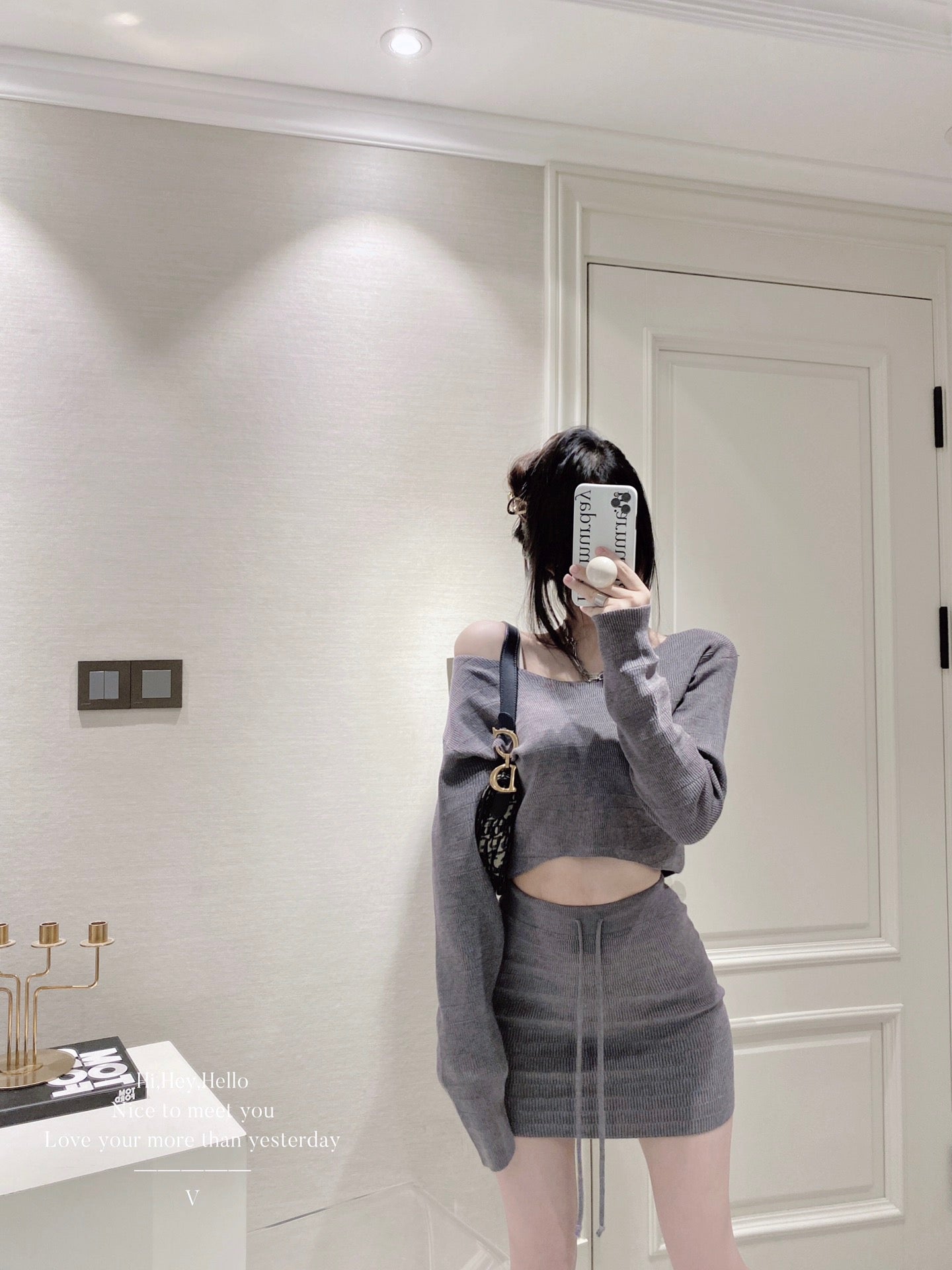 Knit Cropped Top and Skirt Set