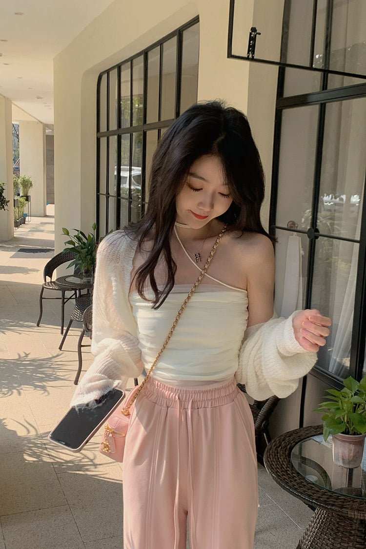 Mesh Chiffon Stretch Tube Top