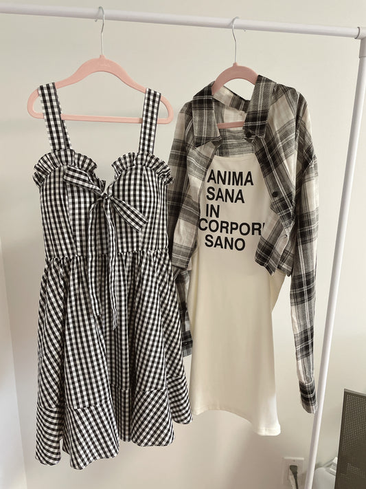 Vintage Plaid Midi Dress