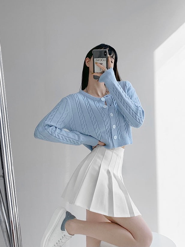 High Waist Preppy Pleated Skirt