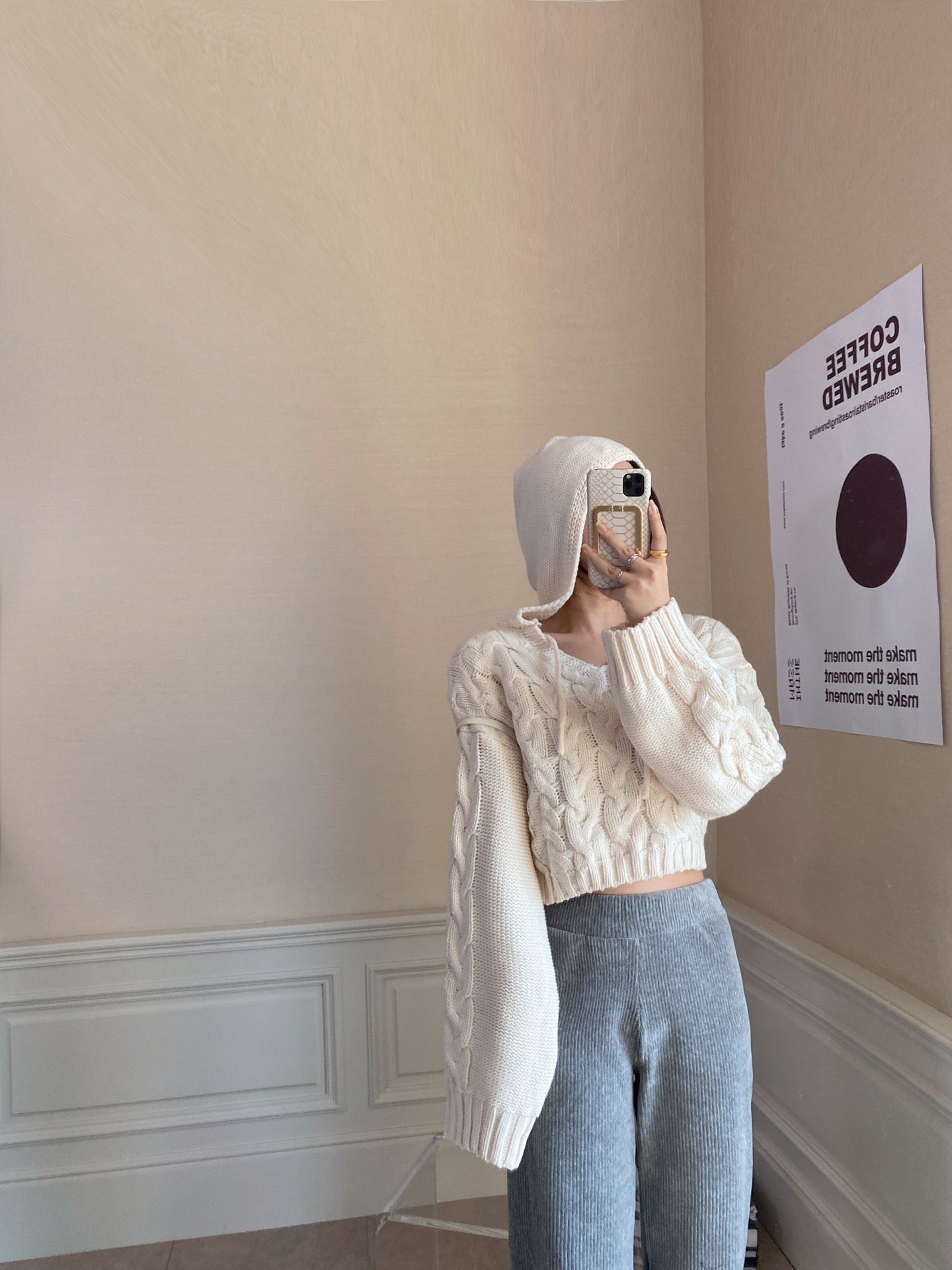 Cable Long Sleeves Short Sweater