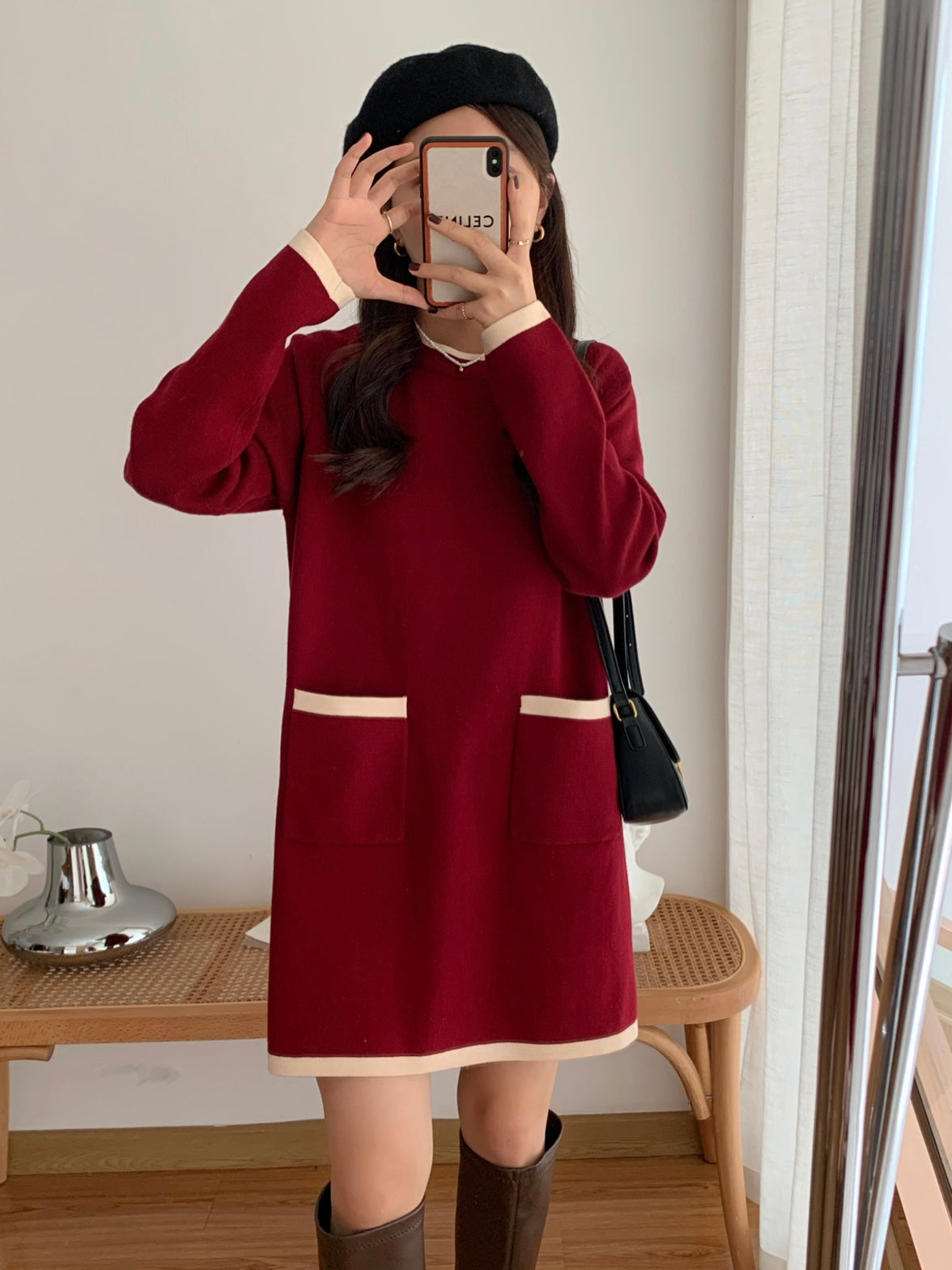 Two Pockets Knit Dress