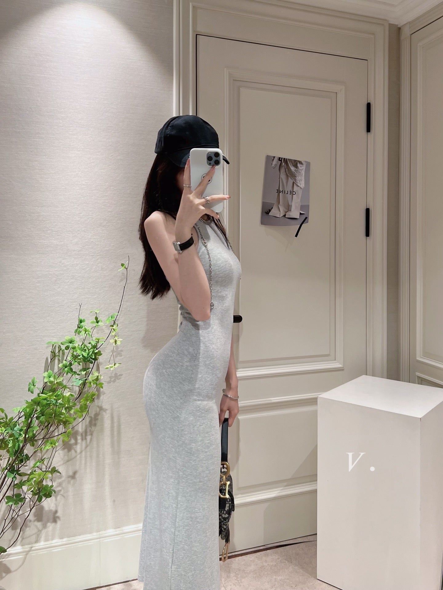Hollow Out Back Cotton Dress