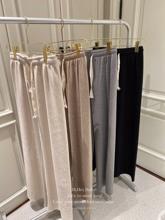 Woolen Ribbed Wide Legs Pants