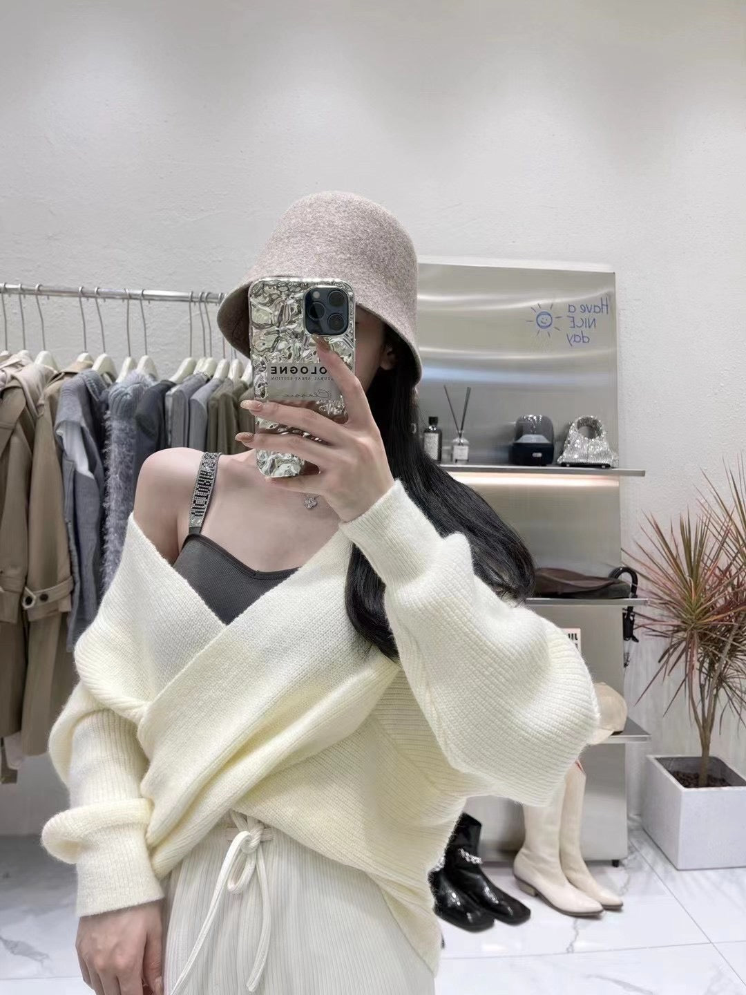 Front Cross Ribbed Sweater