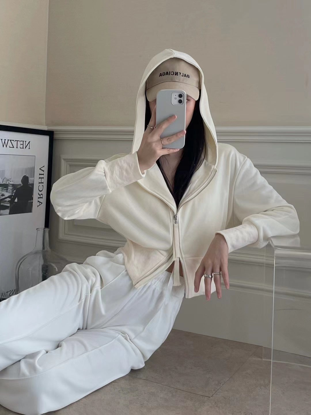 Zip Corset Short Hoodie