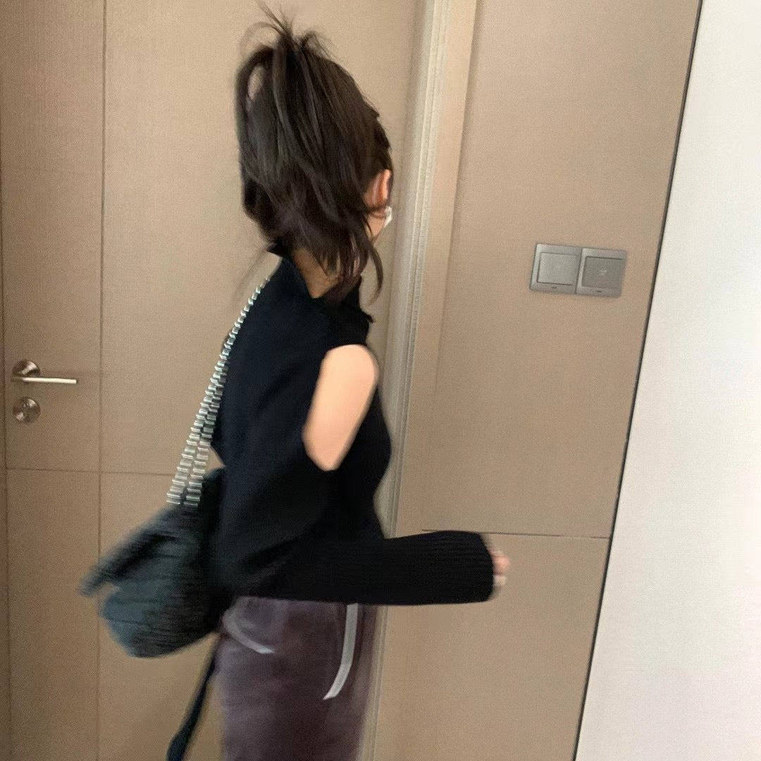 One Shoulder Ribbed Knit Top