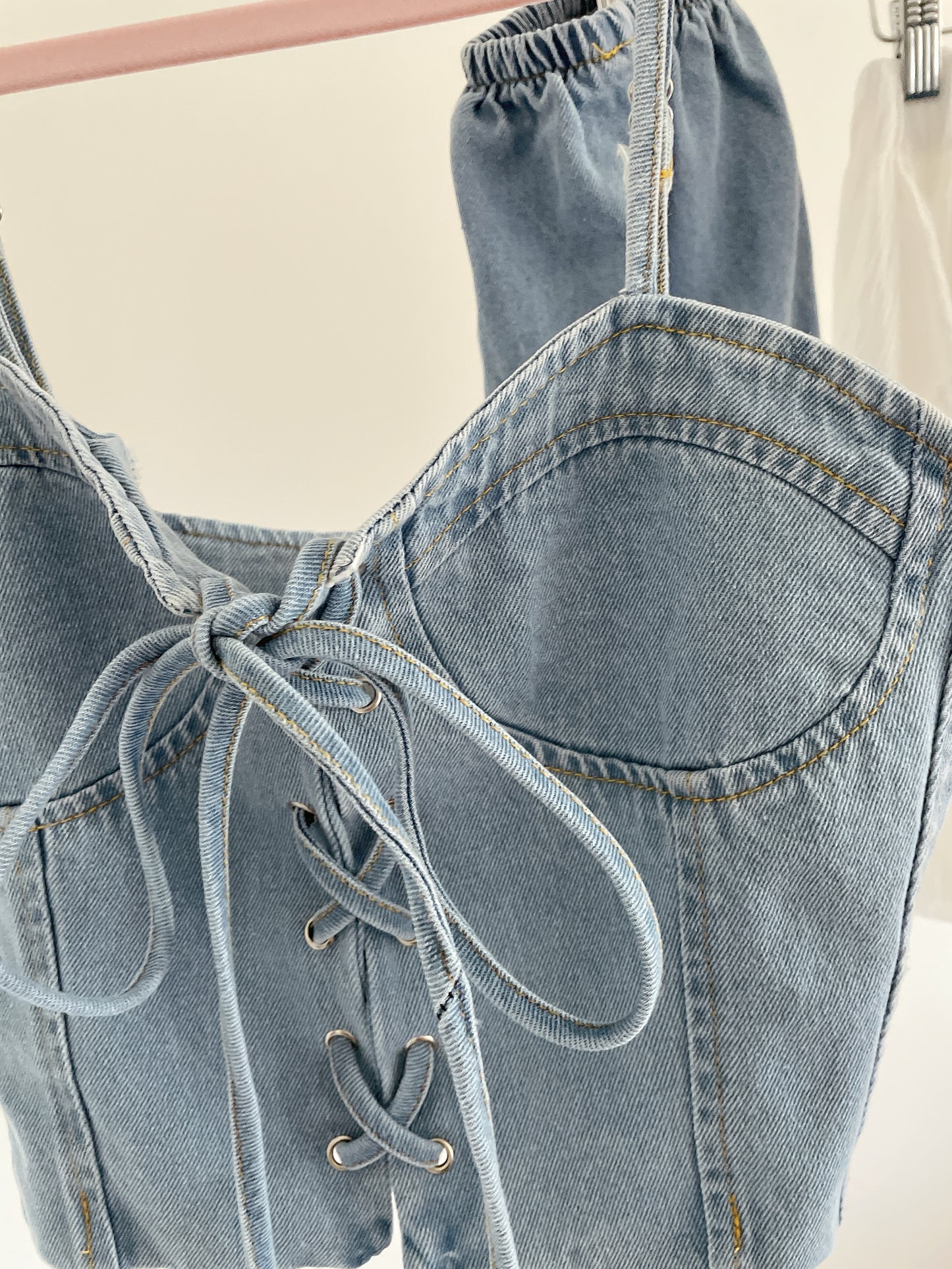 Denim Camisole Tiered Skirt Set