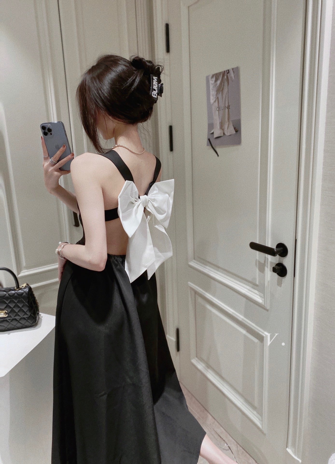 Back Large Ribbon Midi Dress