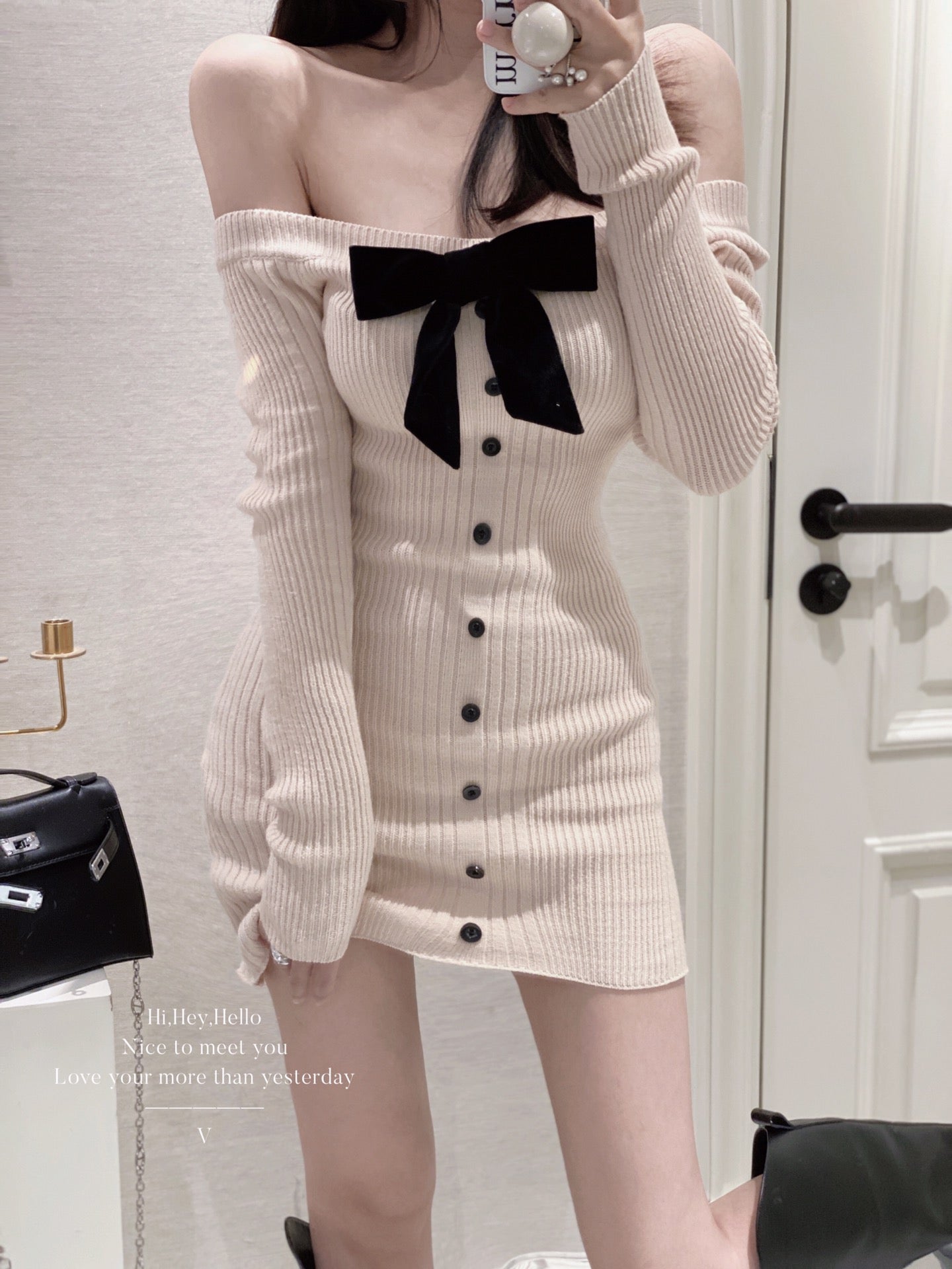 Ribbon Off Shoulder Dress