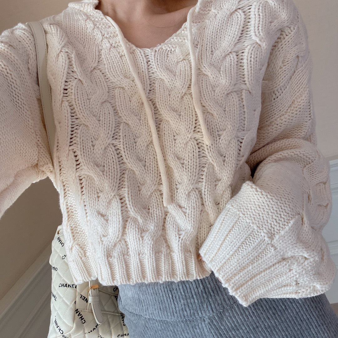 Cable Long Sleeves Short Sweater