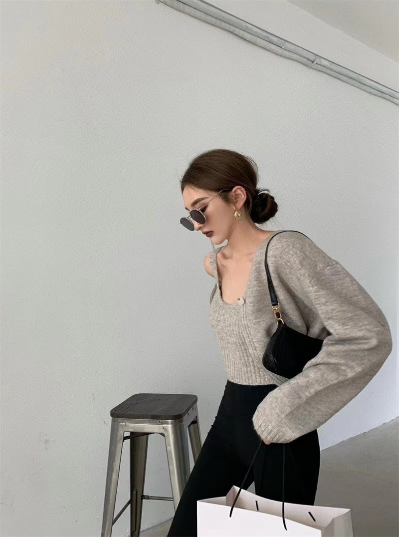 Knit Cardigan 2 Pieces Set