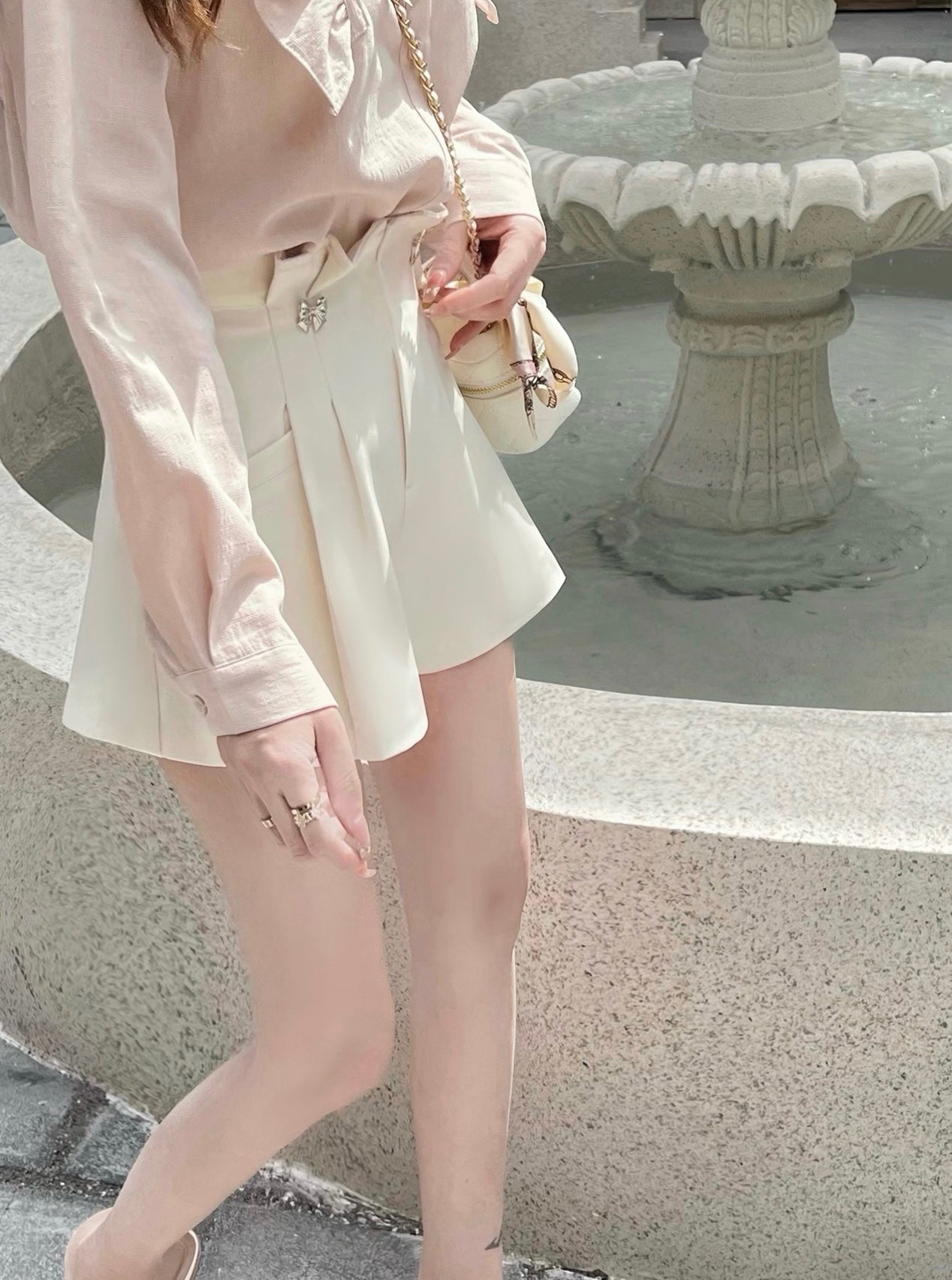 Sliver Ribbon High Waist Shorts