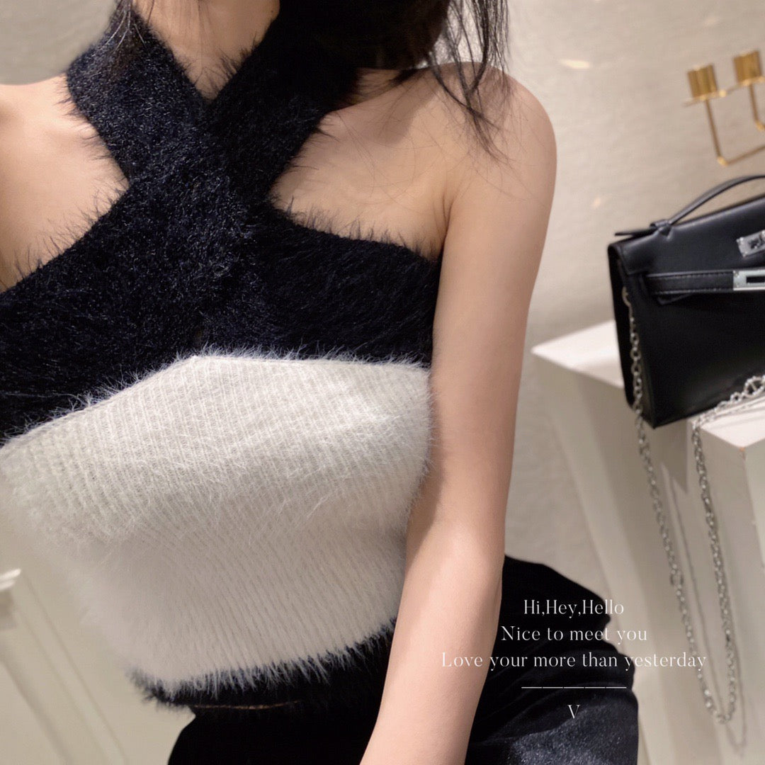 Faux Mink Crossed Top