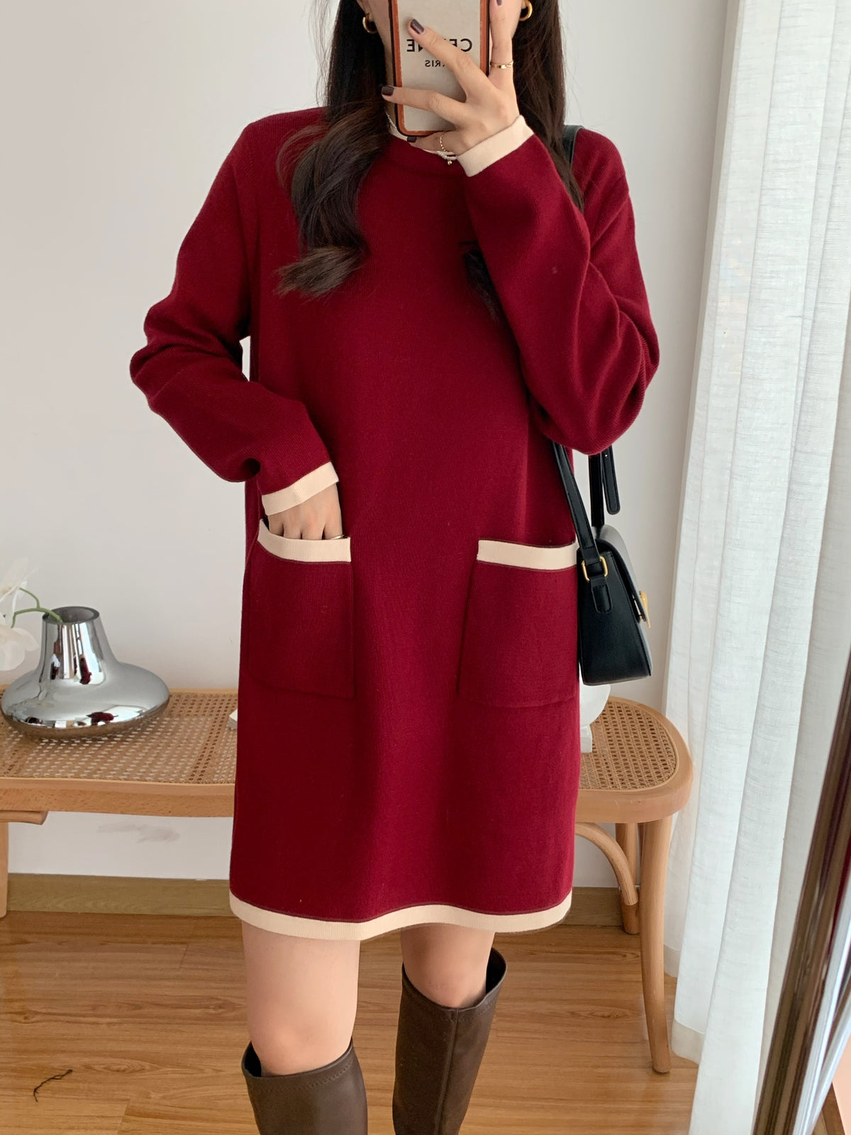 Two Pockets Knit Dress