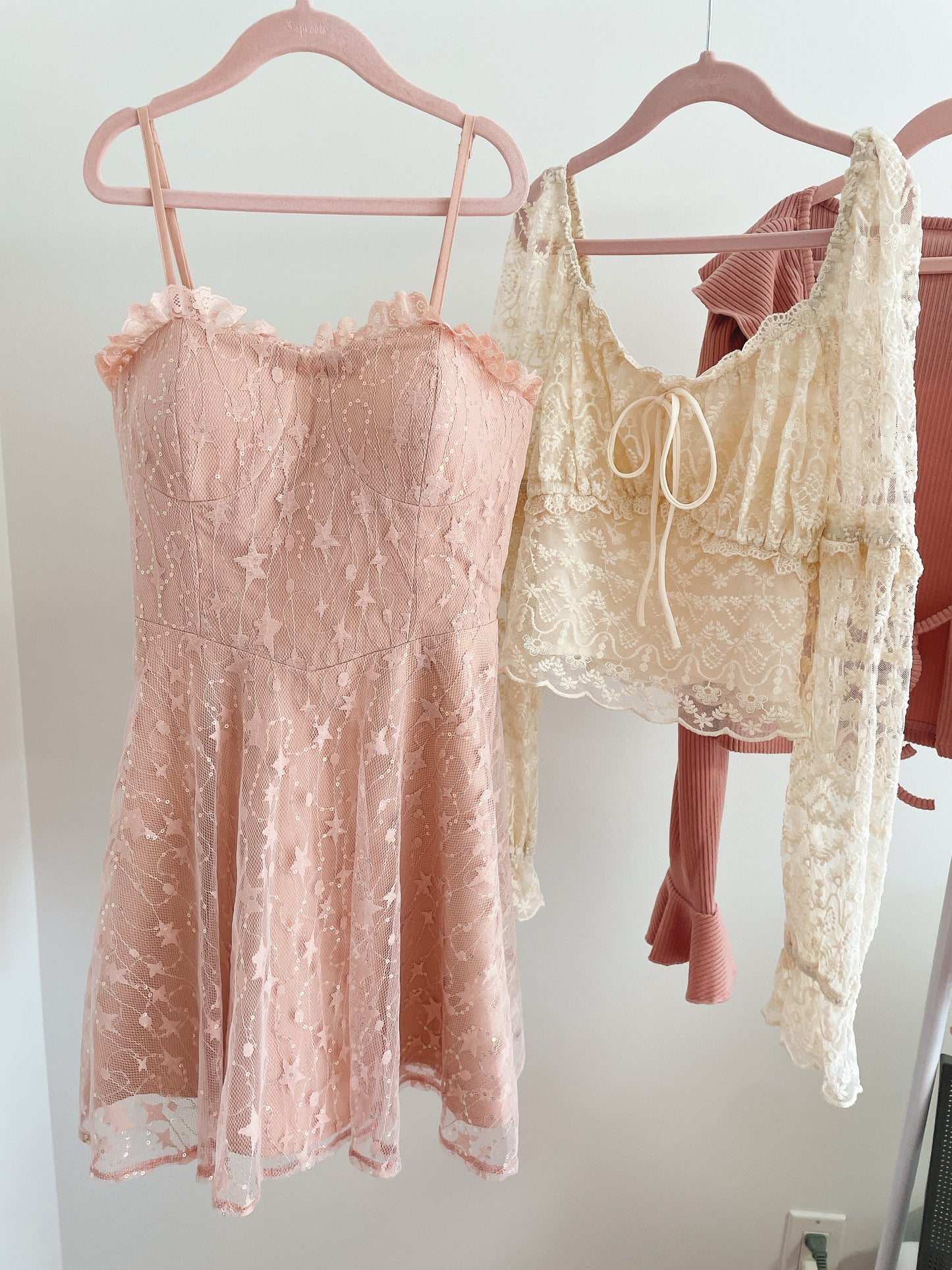 Square Neck Ribbon Lace Top