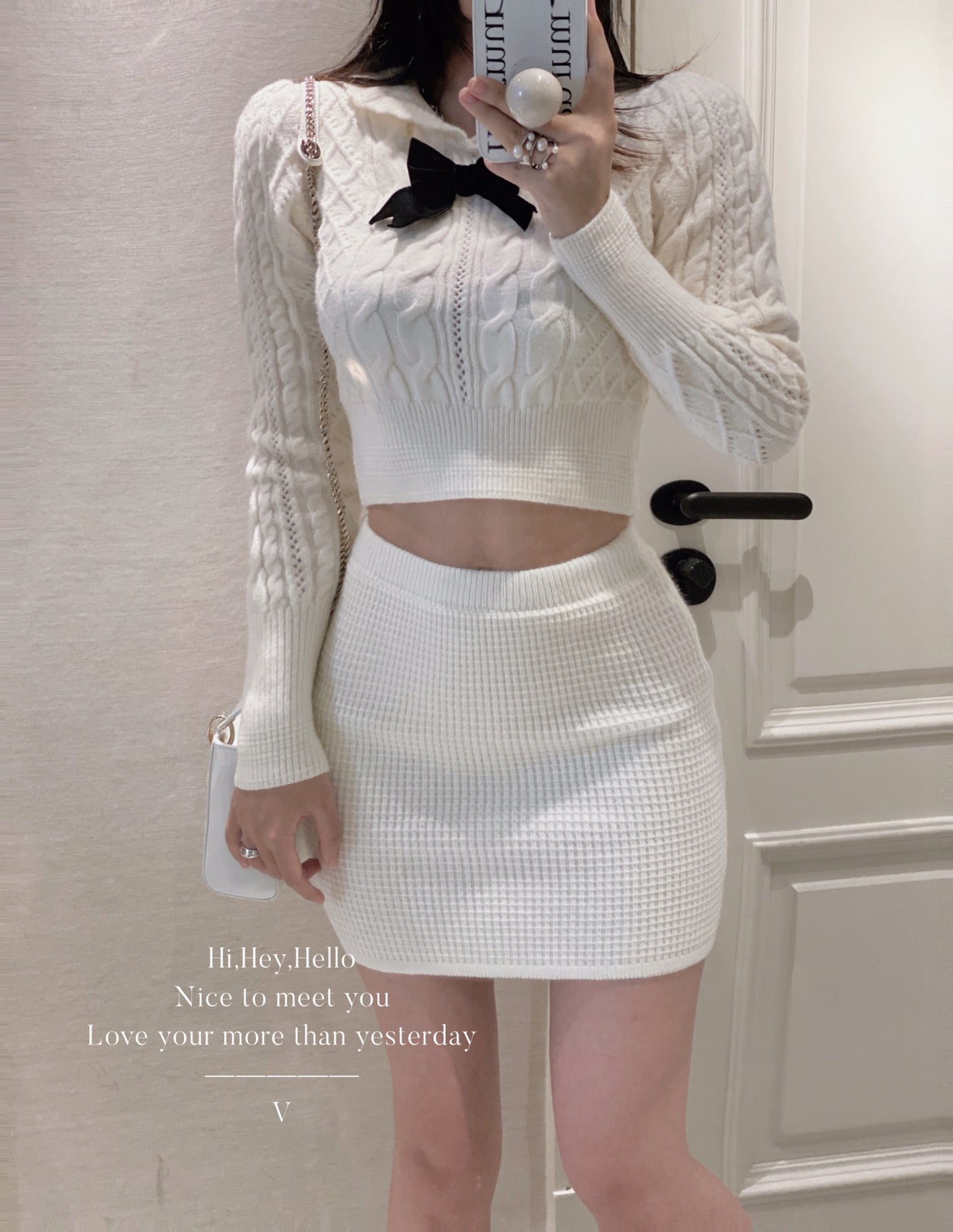 Ribbon Cable Sweater with Skirt Set