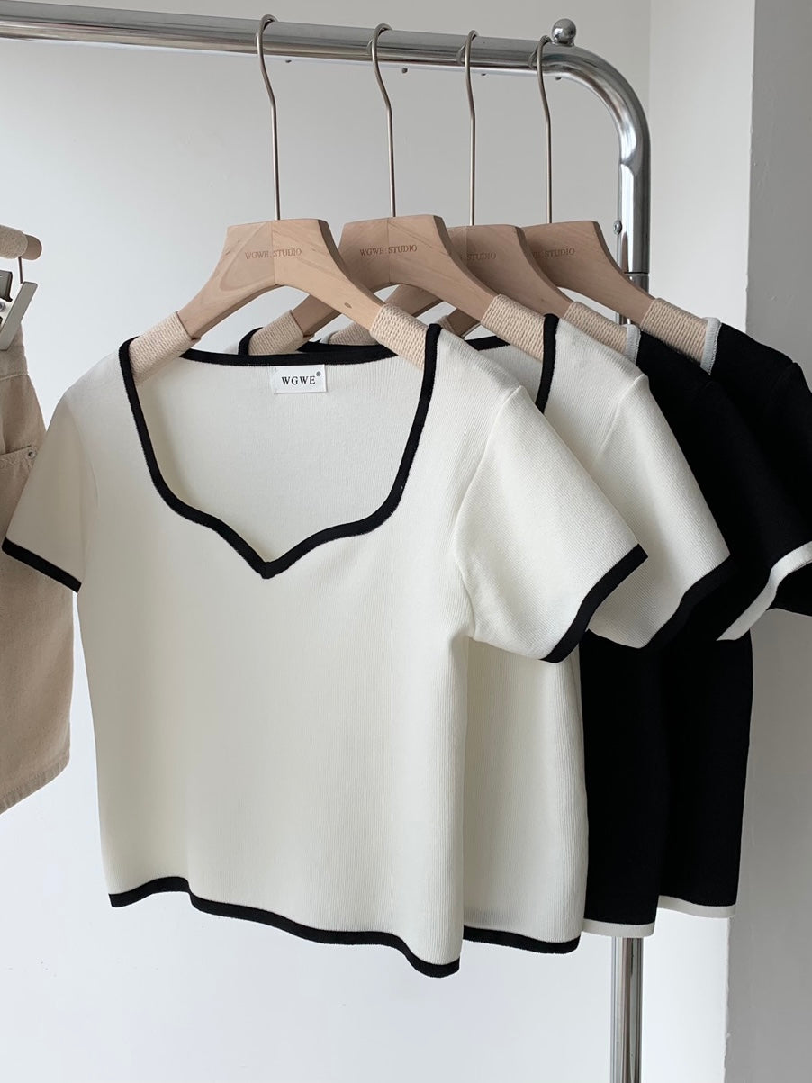 V-Neck Ribbed Top