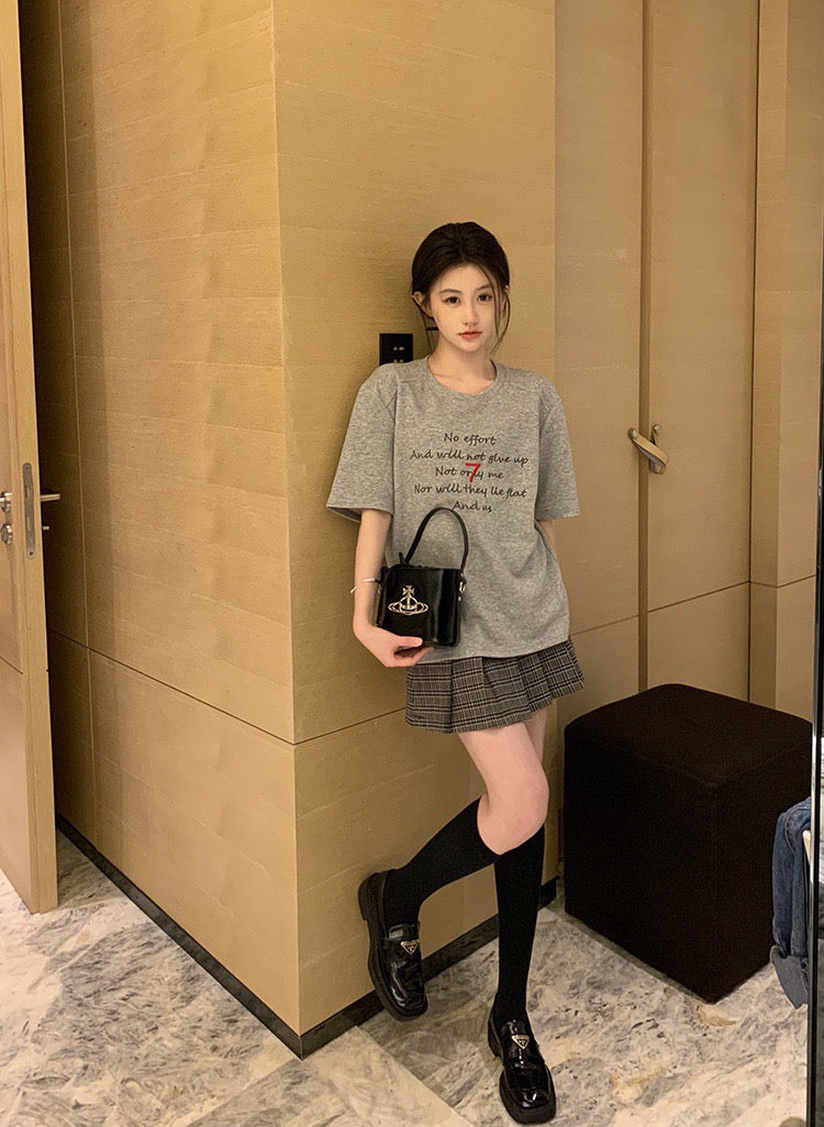 Embroidery Letter Oversized Soft Tee