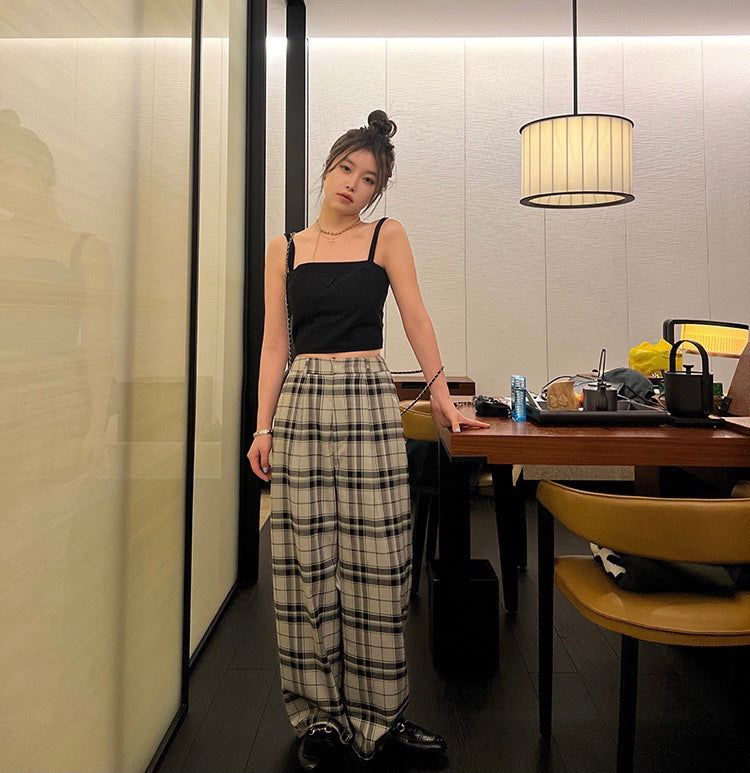 Plaid Cotton Linen Pants
