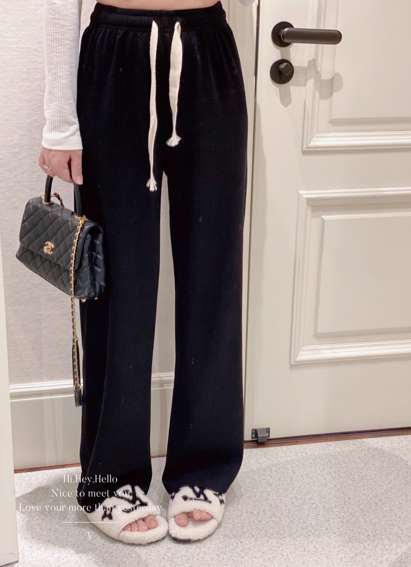 Woolen Ribbed Wide Legs Pants