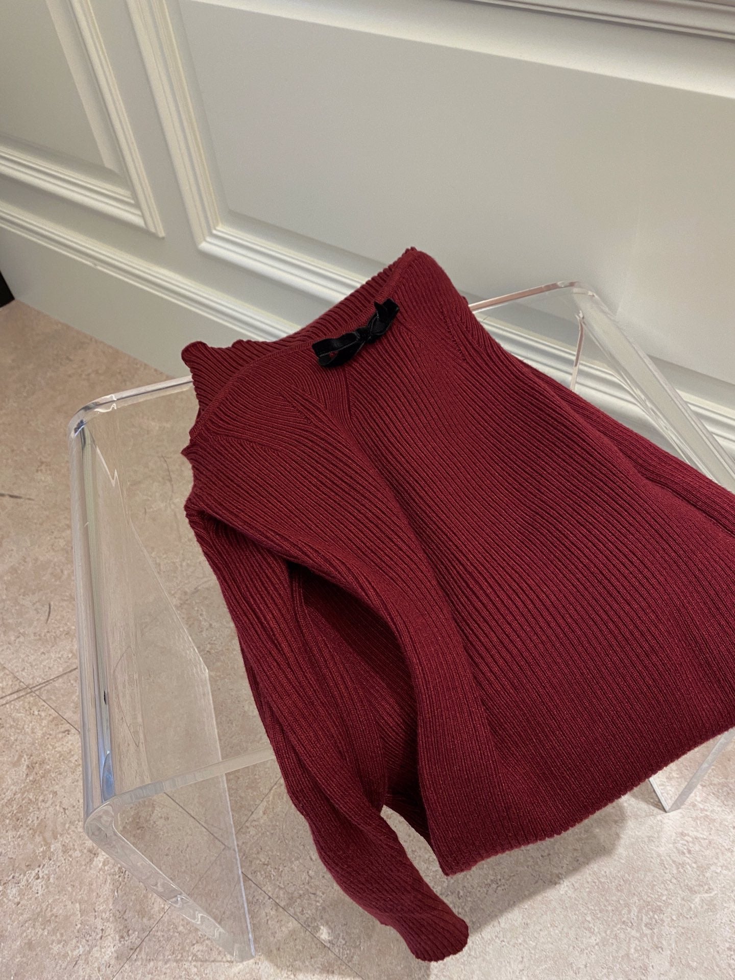 Off The Shoulder Ribbed Knit Dress