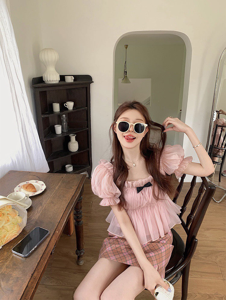 Cute Chiffon Peasant Top