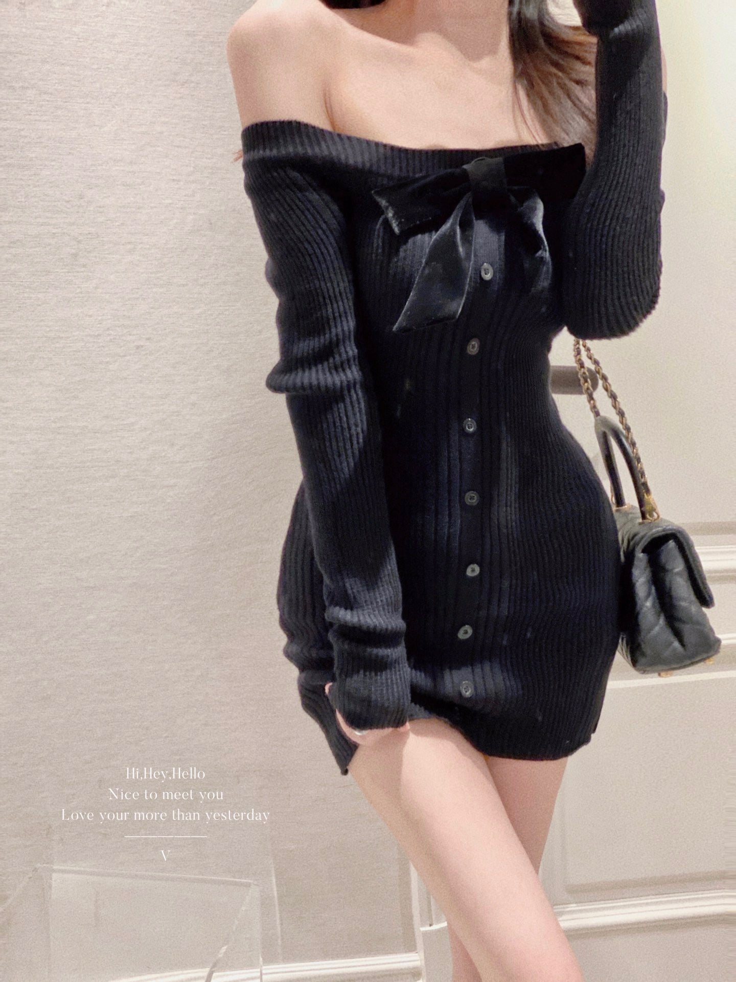 Ribbon Off Shoulder Dress
