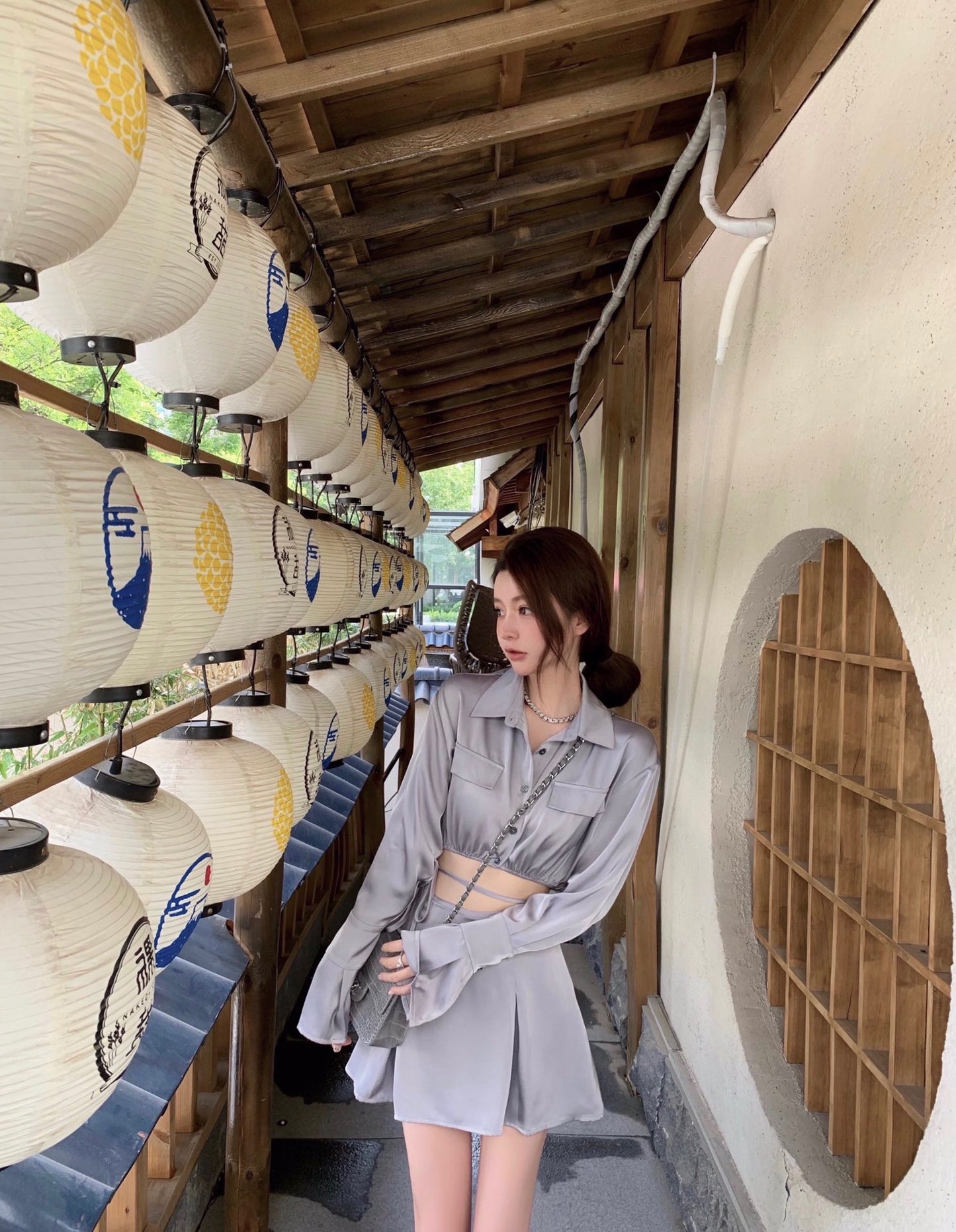 Silk Blouse Skirt Set