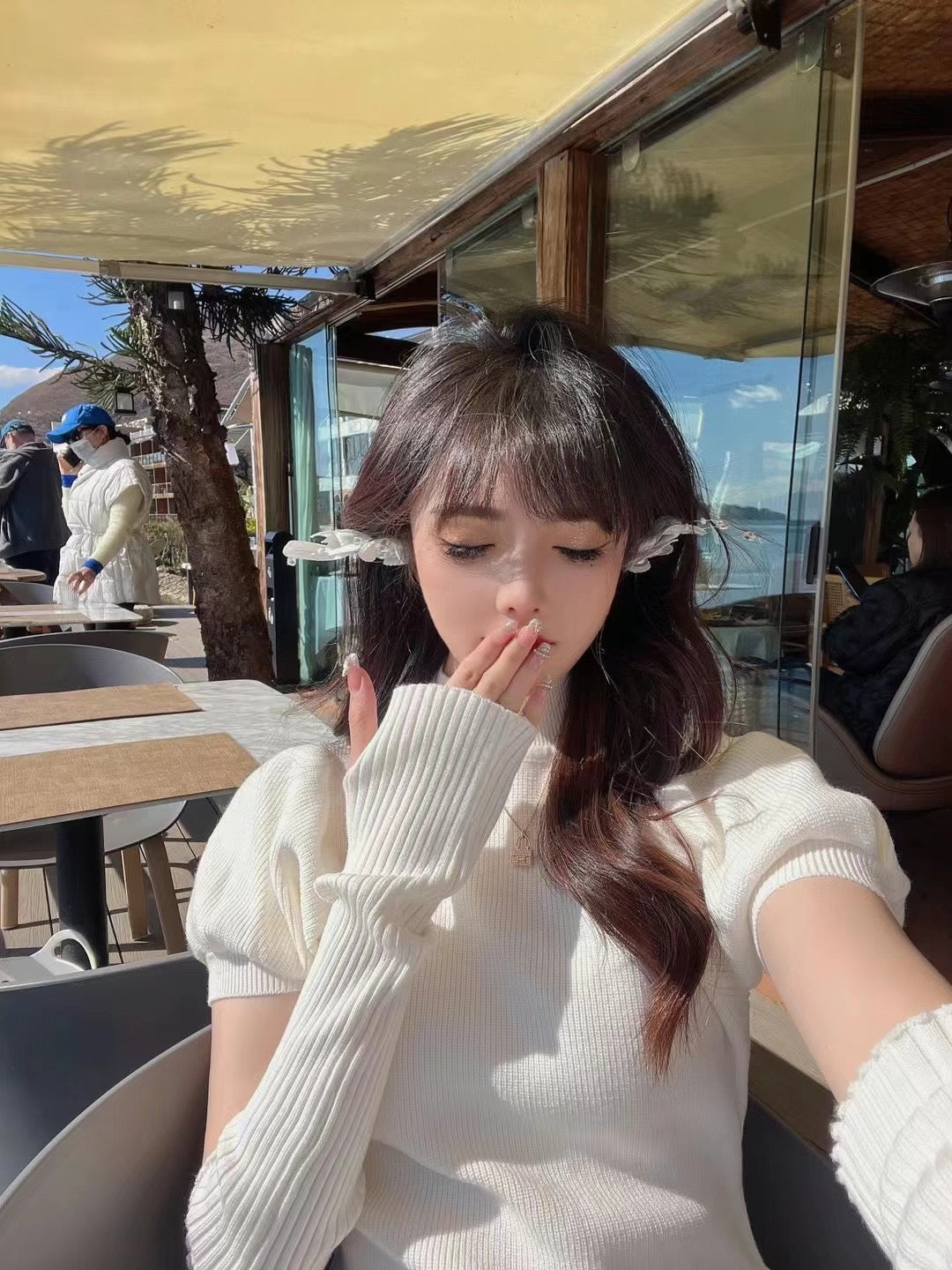 Puff Sleeves Ribbed Knit Dress