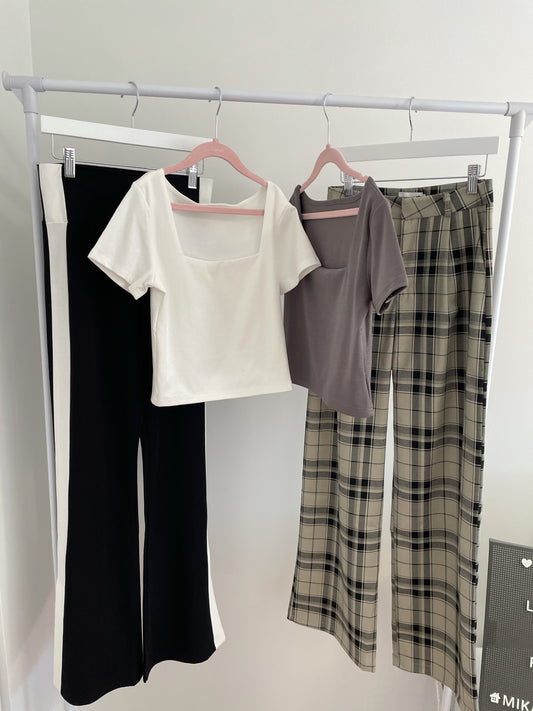 White Lined Flare Pants