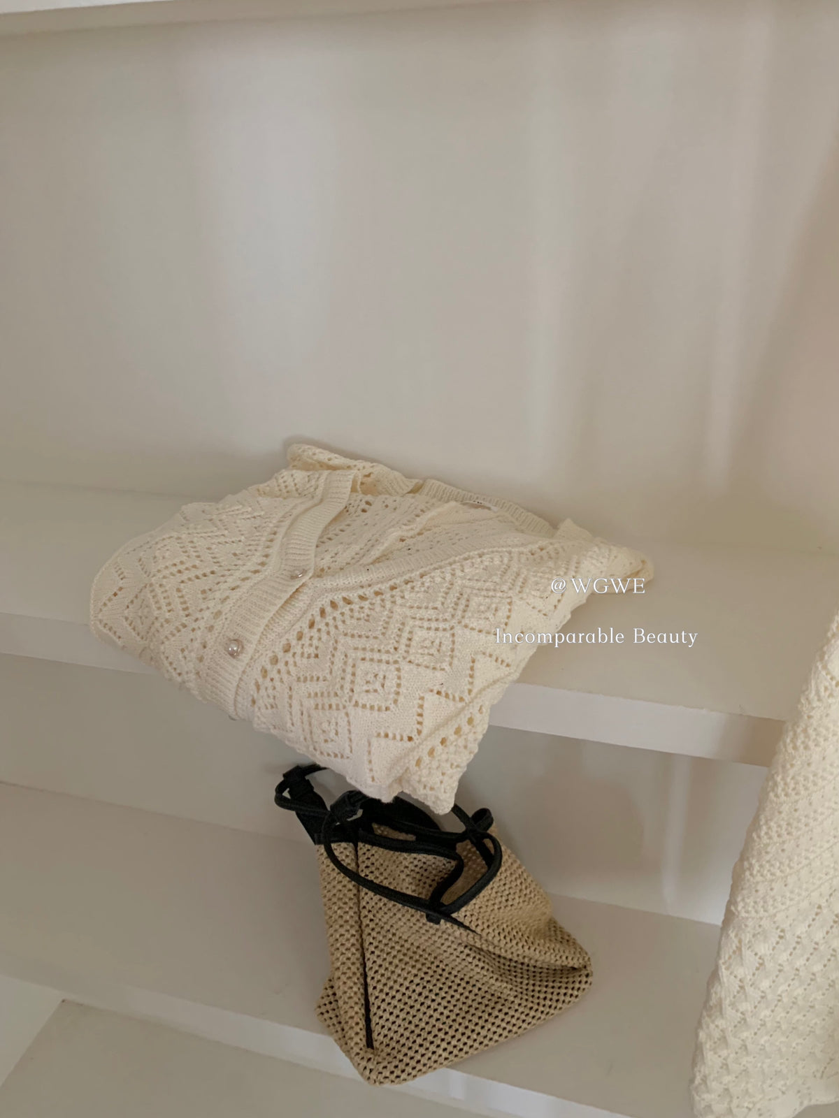 Pointelle Knit Cardigan Skirt Set