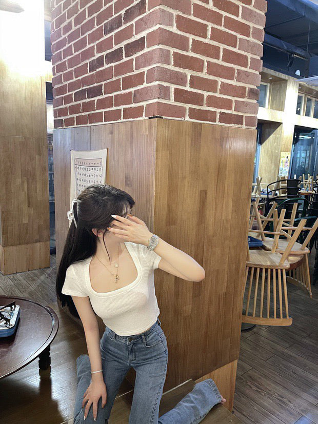 Waffle Square Neck Tee