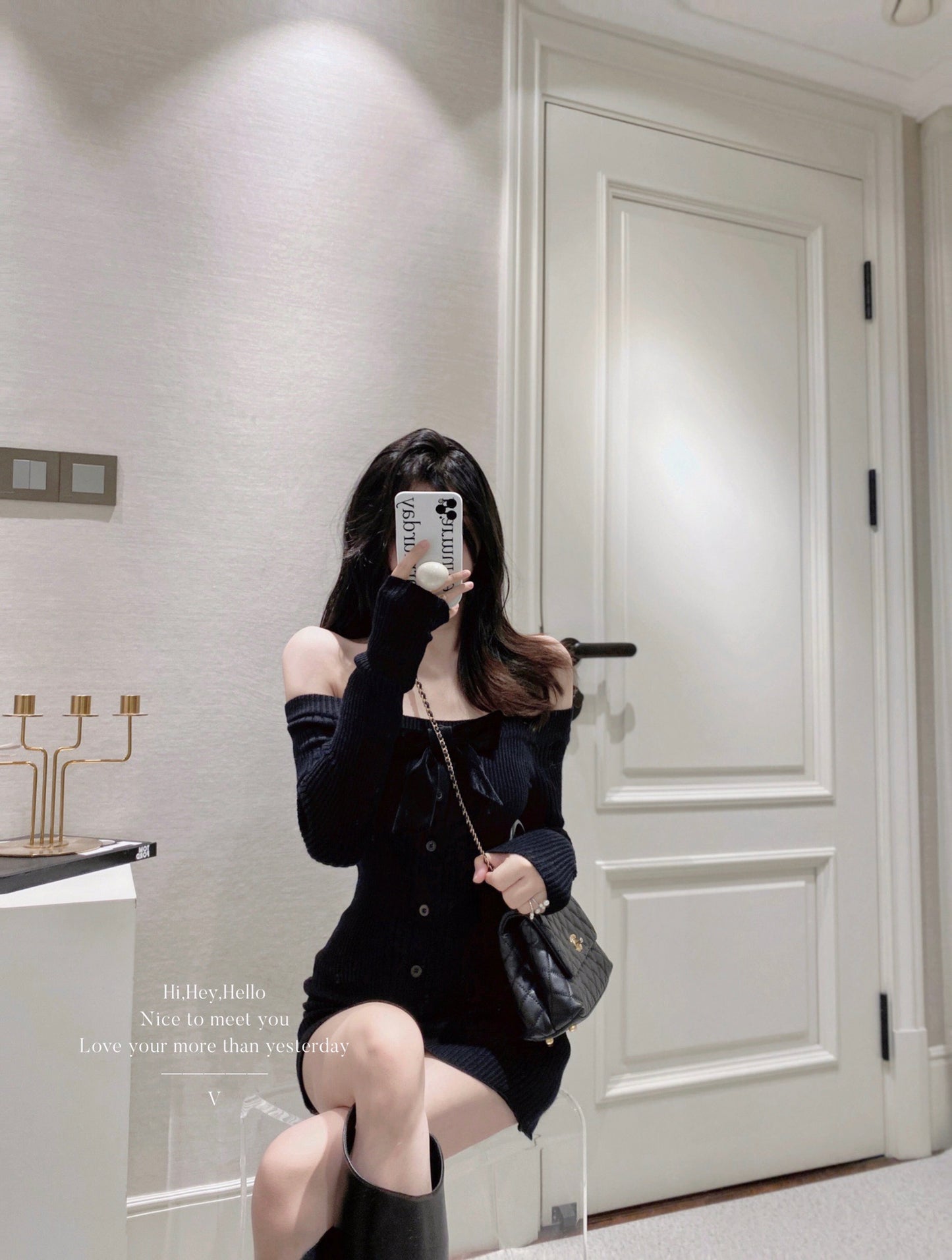 Ribbon Off Shoulder Dress