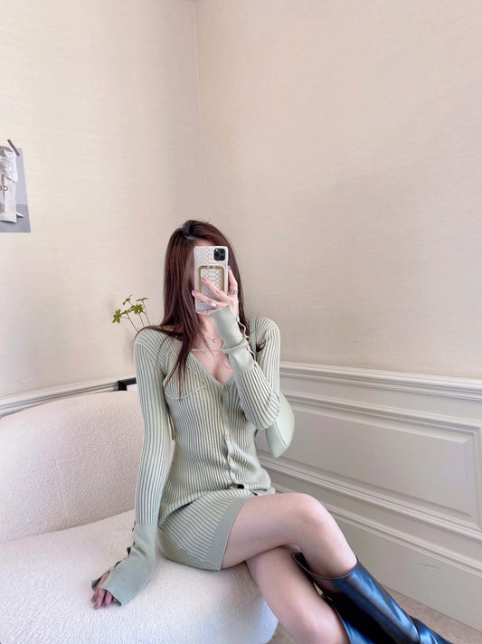 Ribbed Knit Slim Cut Dress